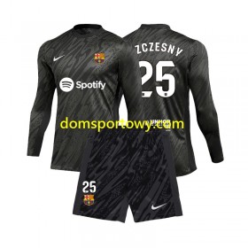 Koszulka FC Barcelona Wojciech Szczesny 25 Bramkarska Dziecięcy Wyjazdowe Koszulki Piłkarskie 2024-2025 Długi Rękaw